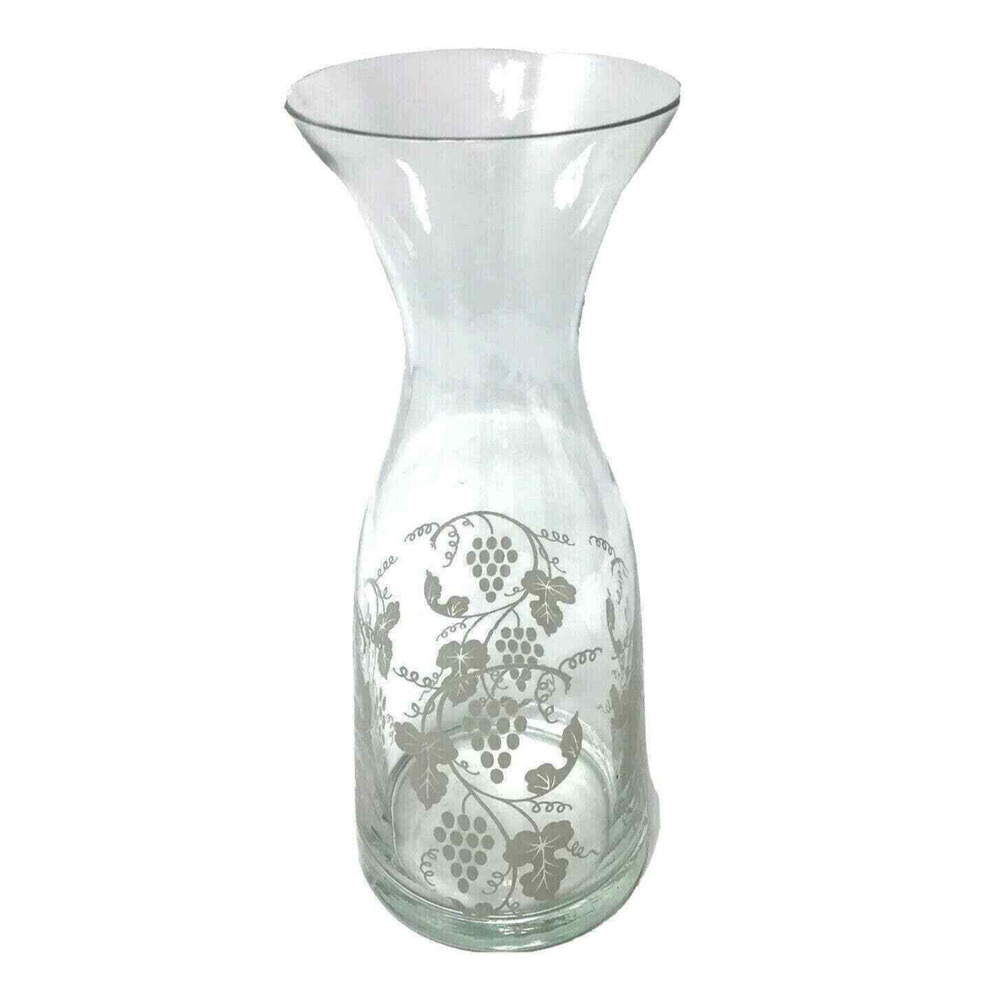 Vintage Glass Decanter Grape Vine Stencil Design‎ Wine Juice Water Serveware